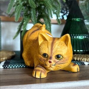 Vintage Ceramic Playful Tabby Kitten Figure
